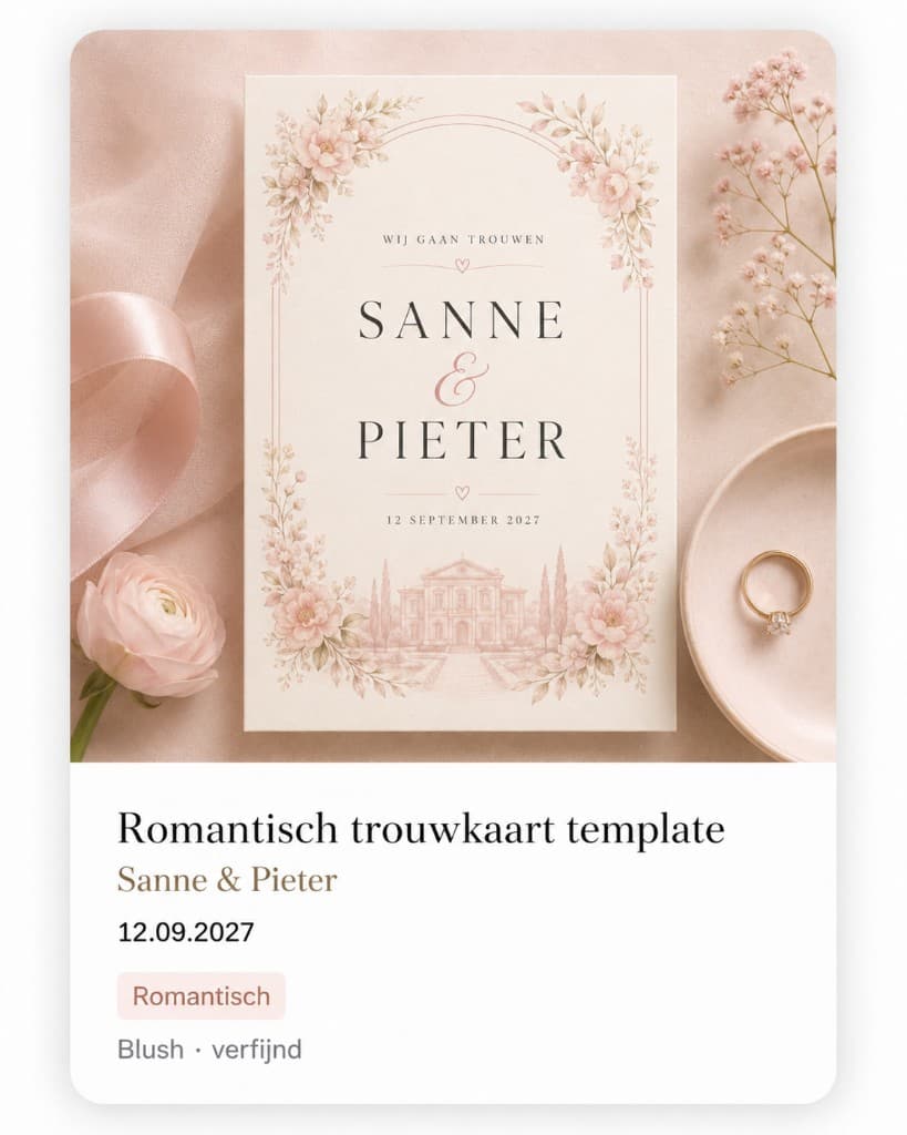 Romantisch digitale trouwkaart voorbeeld